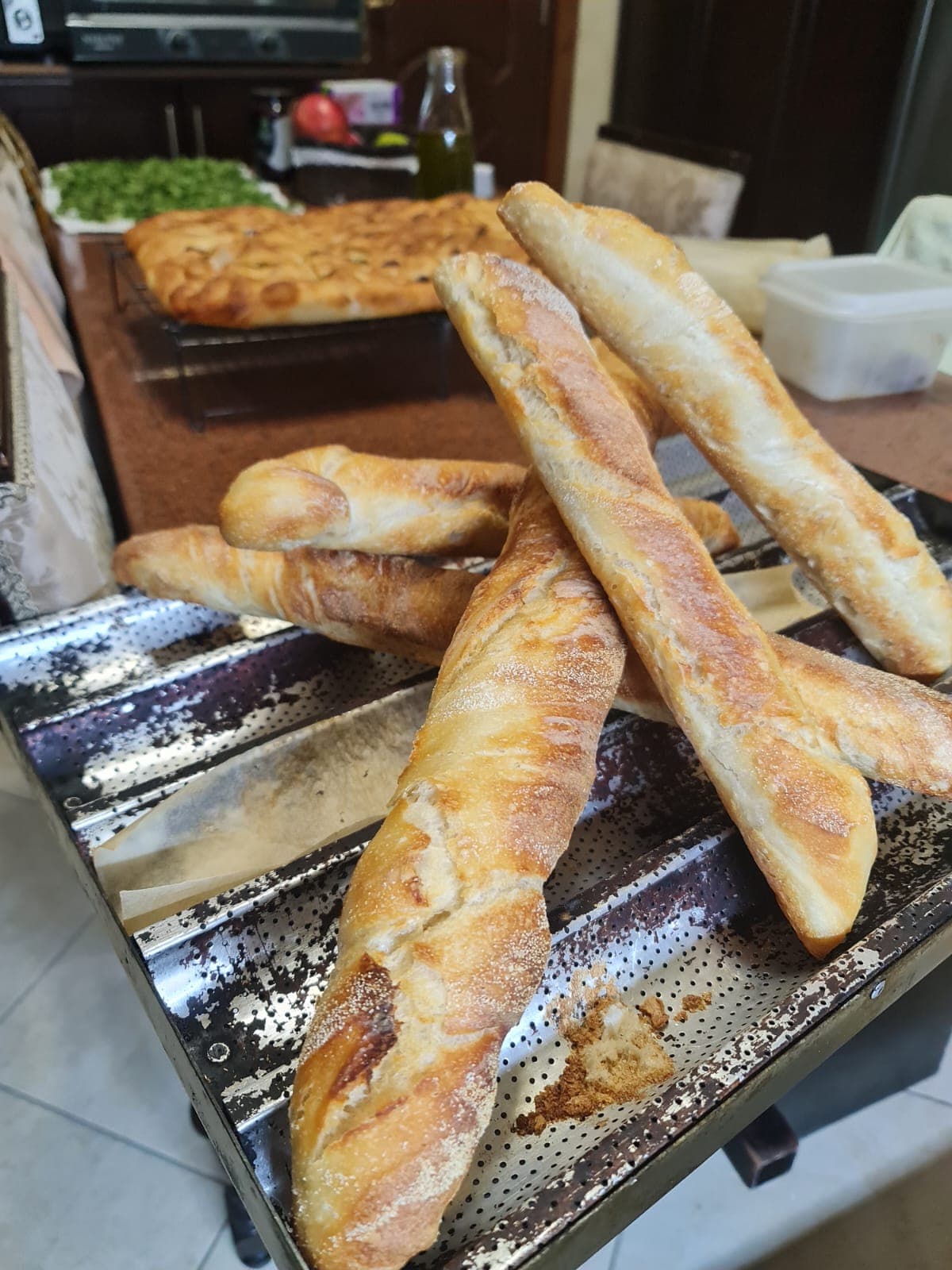 Freshly baked baguettes